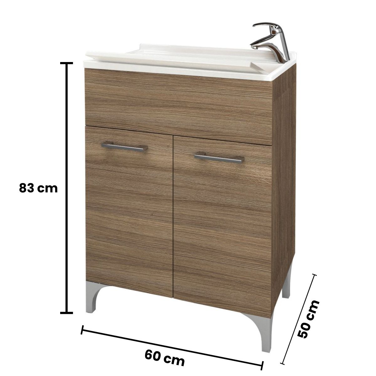 Savinidue 60 cm two-door smoked oak laundry unit