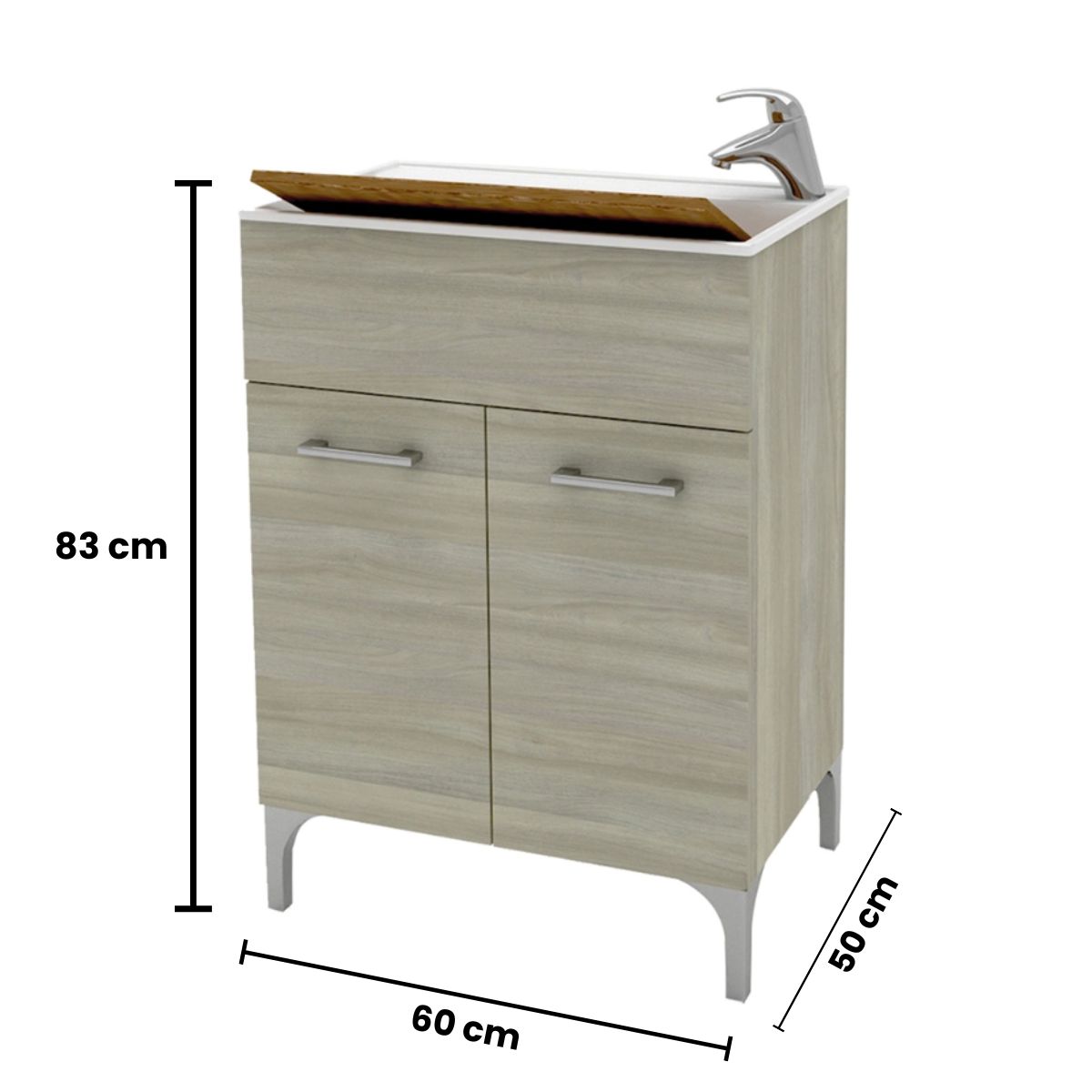 Savinidue 60 cm two-door grey oak laundry unit